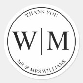 モノグラムイニシャル結婚手紙ありがとう ラウンドシール (正面)