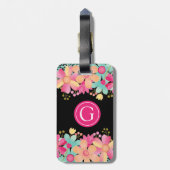 モノグラムイニシャル絵を描フローラの荷物バッグID ラゲッジタグ (裏面縦)