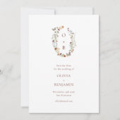 モノグラムイニシャル自然フローラ結婚リース セーブザデート (正面)