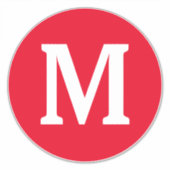 モノグラムイニシャル赤白はっきりした名前をカスタムするカッコいい シール (正面)