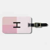 モノグラムイニシャル赤面パステル淡い色のピンクカラーブロック ラゲッジタグ (正面横)