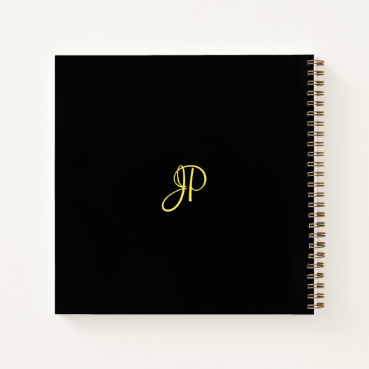 モノグラムイニシャル金ゴールドスクリプトビジネステンプレート ノートブック (裏面)