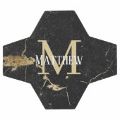 モノグラムイニシャル金ゴールドブラックマーブル サッカーボール (フラット)