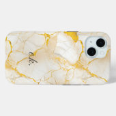 モノグラムイニシャル金ゴールド黄色の白の大理石 Case-Mate iPhoneケース (裏面 (横))