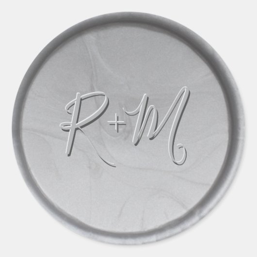 モノグラムイニシャル銀ワックスシール ラウンドシール (正面)