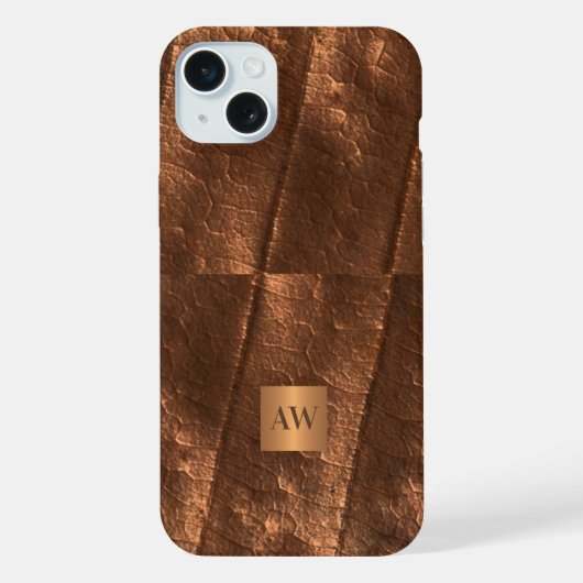 モノグラムイニシャル銅金属フェイク箔 iPhoneケース (裏面)