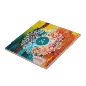 モノグラムイニシャル鮮やか抽象芸術絵画マンダラ タイル (側面)