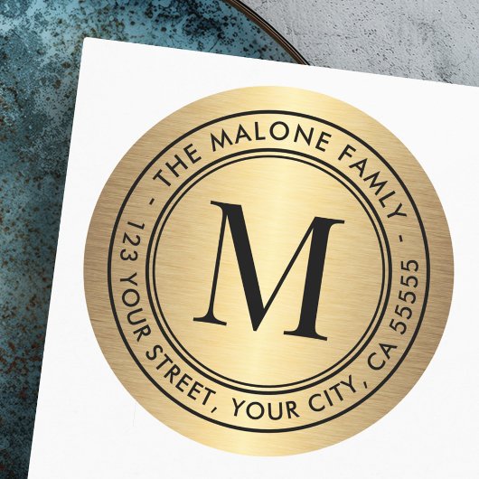 モノグラムイニシャル黄金勾配差出人住所 ラウンドシール