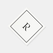 モノグラムイニシャル オーダーネーム ブラックホワイト クール スタンダードカクテルナプキン (角)