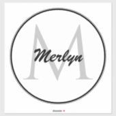 モノグラムイニシャル オーダーメイド 名前 ブラック ホワイト エレガント シール (シート)