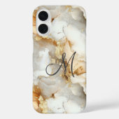 モノグラムイニシャル ゴールド グレー ホワイト 大理石 水彩 Case-Mate iPhoneケース (裏面)