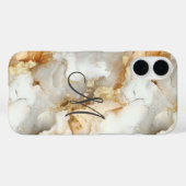 モノグラムイニシャル ゴールド グレー ホワイト 大理石 水彩 Case-Mate iPhoneケース (裏面 (横))