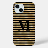 モノグラムイニシャル ゴールド ブラック ストライプ Case-Mate iPhoneケース (裏面)