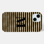モノグラムイニシャル ゴールド ブラック ストライプ Case-Mate iPhoneケース (裏面 (横))