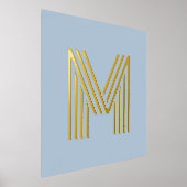 モノグラムイニシャル ダスティーブルー 任意の色の背景 箔ポスター (レイダウン)