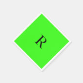 モノグラムイニシャル ネオン緑 明るい カラフル オーダーメイド スタンダードカクテルナプキン (角)