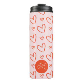モノグラムイニシャル – ピンクと赤いハートパターン タンブラー