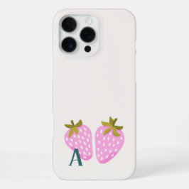 モノグラムイニシャル ピンクのイチゴ イラスト iPhone 16 PRO MAXケース