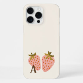 モノグラムイニシャル ピンクのイチゴ イラスト iPhone 16 PRO MAXケース