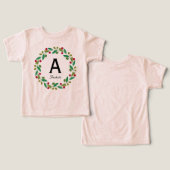 モノグラムイニシャル – ピンククリスマスリース (デザイン正面&裏面)