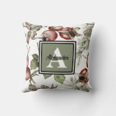 モノグラムイニシャル&ファミリーネームエレガントボタニカル クッション (裏面)