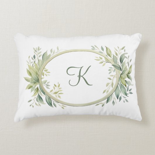 モノグラムイニシャル ユーカリグリーン アクセントクッション (正面)