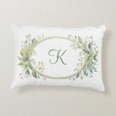 モノグラムイニシャル ユーカリ グリーン アクセントクッション (裏面)