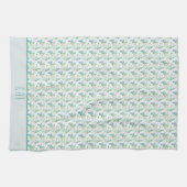 モノグラムイニシャル 名前 ユーカリ グリーン キッチンタオル (横)