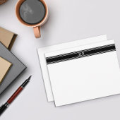 モノグラムイニシャル 現代 シンプル ブラック＆ホワイト ノートカード