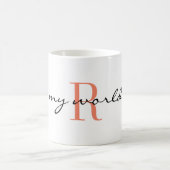 モノグラムイニシャル、私の世界、クラシックコーヒーマグ コーヒーマグカップ (中央)
