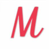 モノグラムイニシャル 赤 太字 オーダーメイド 名前 テキスト シール (正面)