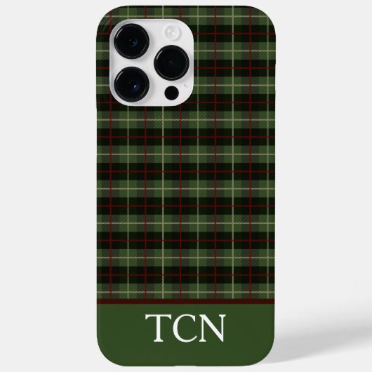 モノグラムイニシャル 赤 緑 黒 プリント タータン  Case-Mate iPhoneケース (裏面)