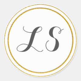 モノグラムイニシャル |金ゴールドと白縁ど円 ラウンドシール