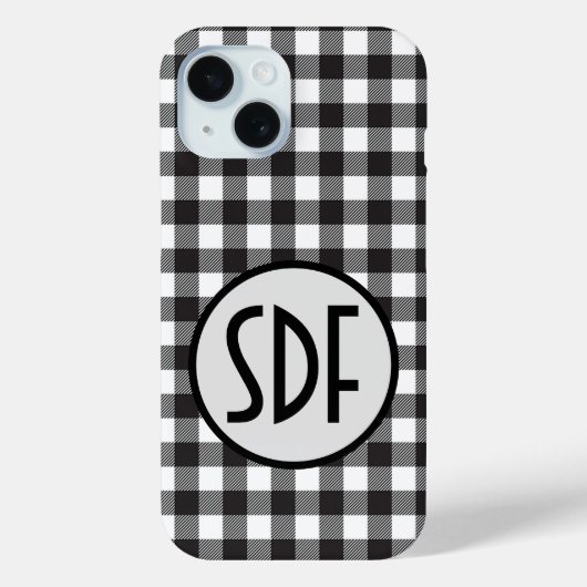 モノグラムイニシャル 黒白バファロー プリント柄 Case-Mate iPhoneケース (裏面)