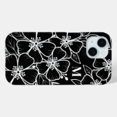 モノグラムイニシャル 黒白フラワー Case-Mate iPhoneケース (裏面 (横))