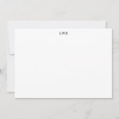 モノグラムイニシャル 黒 白 モダン 文房具 ノートカード (正面)