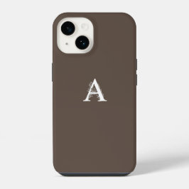 モノグラムイニシャル「A」ミニマリストブラウン iPhone 14ケース