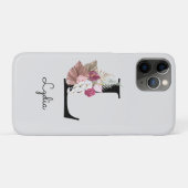 モノグラムイニシャル M ピンクボヘミアン フラワー Case-Mate iPhoneケース (裏面(横))