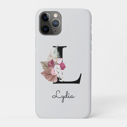 モノグラムイニシャル M ピンクボヘミアン フラワー Case-Mate iPhoneケース (裏)