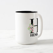 モノグラムイニシャル Pretty H ツートーンマグカップ (正面右)