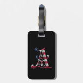 モノグラムイニシャルAアメリカ国旗の色USA ラゲッジタグ (裏面縦)