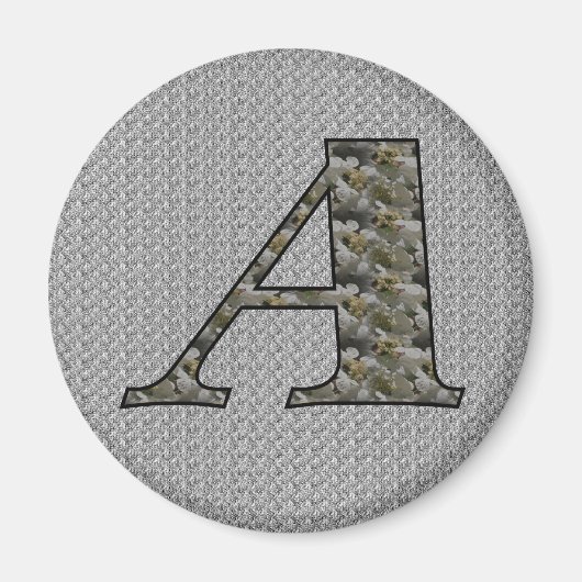 モノグラムイニシャルA アジサイの花 マグネット (正面)