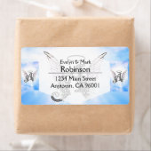 モノグラムイニシャルA、エンジェルウィングス&ハロー（雲つき） ラベル (インサイチュ)