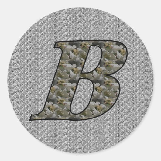 モノグラムイニシャルBアジサイフラワー ラウンドシール (正面)