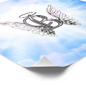 モノグラムイニシャルBアルファベットエンジェルウィング フォトプリント            (角)