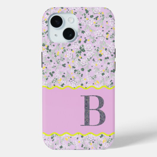 モノグラムイニシャルB薄紫小花 Case-Mate iPhoneケース (裏面)
