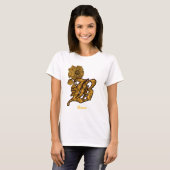 モノグラムイニシャルB金色の芍薬の花のオーダーメイドデザイン Tシャツ (正面フル)