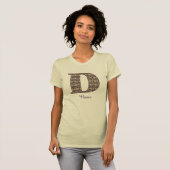 モノグラムイニシャルDビンテージ フラワー名入れカスタム Tシャツ (正面フル)