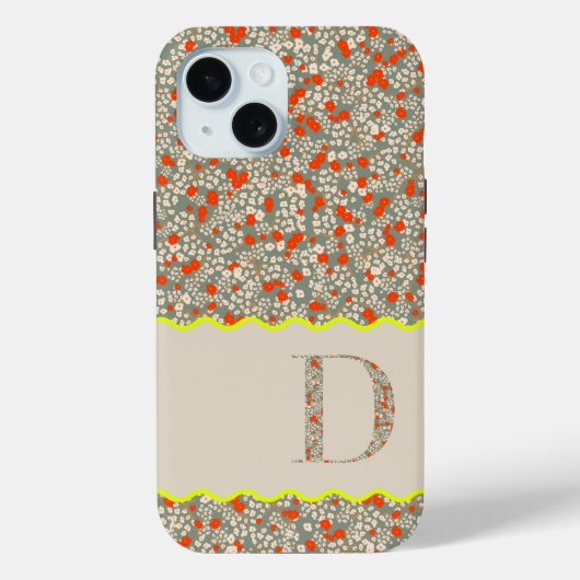 モノグラムイニシャルD緑と赤の小さな花 Case-Mate iPhoneケース (裏面)