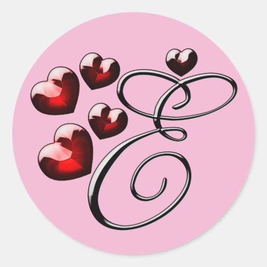 モノグラムイニシャルEステッカー ラウンドシール (正面)